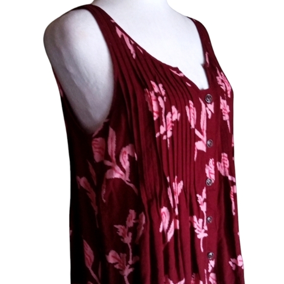 Anthropologie Maeve Soana Swing Tank Burgundy & Pink Flowy Boho Style Size 4 - Picture 4 of 10